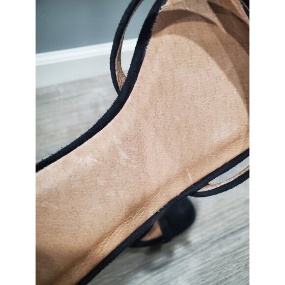 J. Jill Lyla Suede Open Toe Shoe Sz 8 Ankle Strap Block Heel Classic Black - Picture 8 of 10